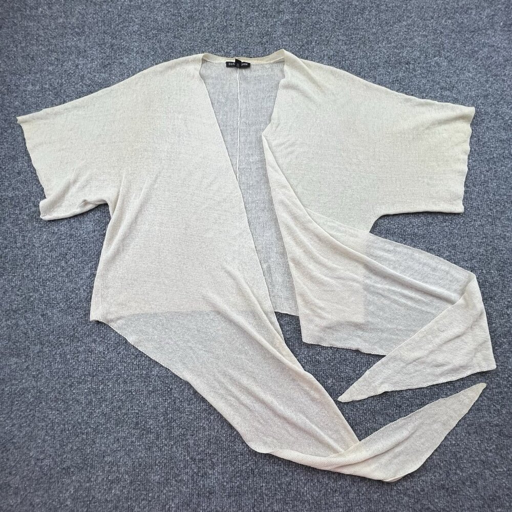 Eileen Fisher Organic Linen Blend Wrap Cardigan Oatmeal. Size M